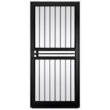 Unique Home Designs Guardian 36 In X 80 In Black Outswing Security Door With Shatter Resistant Steel Security Doors Security Door Design Unique House Design