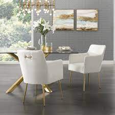 2 velvet dining chairs dining chairs soft seat velvet living room chairs with golden sturdy metal legs kitchen chairs for dining room. Christine Dining Chair Set Of 2 Gold Dining Room Leather Dining Room Chairs Dining Chairs