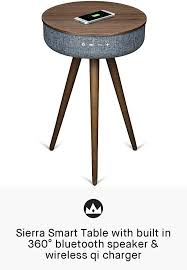 Sierra Smart Table With Built In 360 Bluetooth Speaker Amp Wireless Qi Charger Furniture Speakers Wireless Charger Smart Table Wireless Speakers Table
