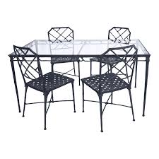 Brown Jordan 5 Piece Calcutta Faux Bamboo Patio Dining Set 5 Pcs Chairish Patio Dining Set Glass Top Dining Table Outdoor Furnishings