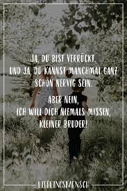 Ja Du Bist Verruckt Und Ja Du Kannst Manchmal Ganz Schon Nervig Sein Aber Nein Ich Will Dich Niemals Missen Kleiner Bruder Visual Statements Bruder Zitate Spruche Geschwisterliebe Zitate