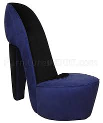 If you have a solid color sofa or sectional, find a patterned accent chair that incorporates the solid color of your other furniture. Cobalt Blue Fabric Stylish Modern High Heel Shoe Chair