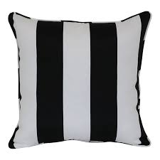 The bold pattern has a retro feel to it, but this lumbar pillow has a crisp, fresh attitude. W Home Cabana Stripe Square Indoor Outdoor Throw Pillow In Black White Bed Bath Beyond