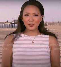 WornOnTV: Nancy Chen's stripe mini dress