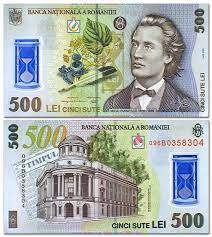 .de 500 lei, specimenul anului 2015, are dimensiunile și designul identice bancnotei cu valoarea nominală de cifrei „500, astfel că atunci cînd bancnota este privită prin transparenţă şi luminată din partea opusă privitorului, cifra „500. Bancnota De 500 De Lei Emisa In 1 Iulie 2005 Mai Este In Circulatie