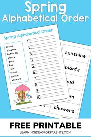 Unnatural the dictionary lists all entries in the alphabetical order. Spring Alphabetical Order Free Printable Learning Ideas For Parents