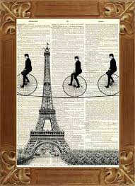 Tightroper Riders In Paris Crossing Eiffel Tower Print Vintage Illustration Dictionary Art Prints Steampunk Print 9 50 London Map Art Art Fun Illustration