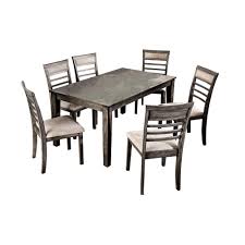 The dining table is where you will share food, conversations and laughter, particularly during holidays. William S Home Furnishing Talyah 7 Piece Transitional Style Dining Table Set In Weathered Gray And Beige Finish Cm3607t 7pk The Home Depot