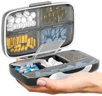 Travel Pill Organizer - Airtight Medicine Case for Traveling Portable Pharmacy Box with Labels Vitamin Container 8 Compartment Supplement Medication ...