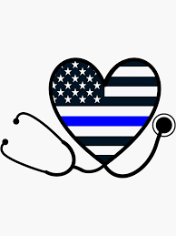 Thin Blue Line Heart Stethoscope Supporting Police Law Enforcement And Nursing Nurses Doctors Sticker By 449designs Police Tattoo Police Decal Police Wife