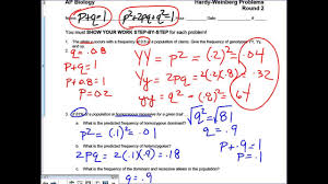 Therefore, the number of heterozygous individuals 3. Hardy Weinberg Equation Problems