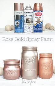 To achieve this shade, simply combine gold, silver, and red paint to obtain the metallic hue. Rose Gold Spray Paint Decorated Jars Spray Paint Colors Mason Jars