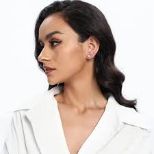 MDFUN 18K Yellow Gold Plated Round Clear Cubic Zirconia Stud Earring Set  for Women (6 Pairs) white: Buy Online at Best Price in UAE