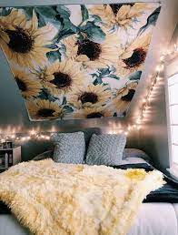 Sunflowers Tapestry Merci Aestehtic Dorm Room Decor Cute Bedroom Ideas Room Decor