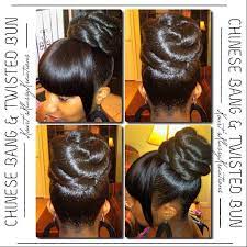 Black hairstyles with bangs, whether you're a curly natural or a straight natural, are a look just about every gal is after. Ponytail Updos For Black Hair Google Search Hair Styles Hairstyles With Bangs Black Hair Updo Hairstyles
