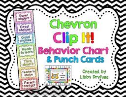 Clip It Behavior Chart And Punch Cards Bright Chevron