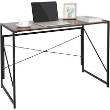Zenstyle Folding Computer Writing Desk Wood And Metal Study Desk Pc Laptop Home Office Study Table Walmart Com In 2020 Industrial Style Desk Simple Study Desk Modern Computer Desk