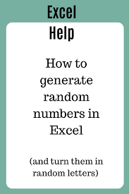 Generating Random Numbers In Excel Skills To Learn Excel Tutorials Microsoft Excel Tutorial