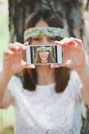 Woman Taking A Self Portrait With The Camera On Her Cell Phone By Eduard Bonnin Stock Photography Free Portrait Photography