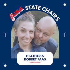 Meet your State Chairs for South Carolina: Heather & Robert Faas! Heather  has been a USA Powerlifting athlete for 11 years. They immediately plugged  in as volunteers at the local SC and