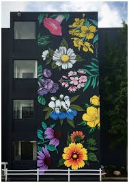Bursts Of Stylized Flowers By Ouizi Transform Buildings Into Floral Canvases Art Mural Florals Muralgeom Flower Mural Wall Street Art Mural Wall Art