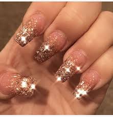 35 rose gold nail designs to upgrade. Coffin Rose Gold Glitter Nails Coffin Gold Nail Designs Novocom Top