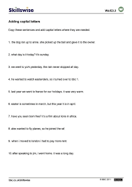 Worksheets On Capital Letters And Full Stops Capital Letters Worksheet Punctuation Worksheets Capitalization Worksheets