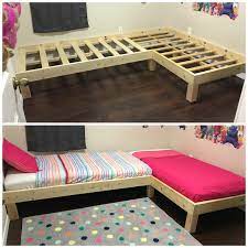 Please contact us if you need any customization. Made An L Shaped Bed For My Girls The Bed With The Pink Cover Was Originally A Loft Bed I Made I Modified It To Drop It And Add The Other Frame Because
