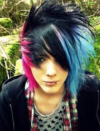 Black Blue And Pink Hair Emo Scene Hair Emo Boy Hair Scene Hair
