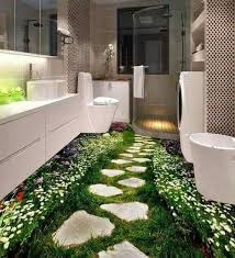 3 Boyutlu Cennet Bahcesi Temali Banyo Zemin Dekorasyon Modeli Banyo Dekorasyon Ev Dekorasyonu