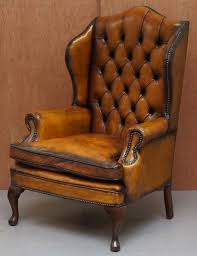 Pair Of Chesterfield William Morris Wingback Armchairs Cigar Brown Leather In 2021 Leather Armchair Living Room Armchair Vintage Wingback Chair