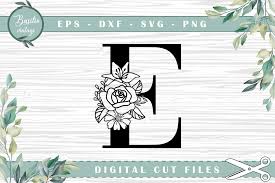 Download Floral Letter E Alphabet Cutting Files Graphic By Basilio Vintage Creative Fabrica PSD Mockup Templates