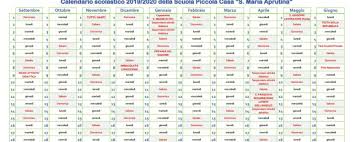Rispettando un minimo di 200 giorni di lezione previsto per legge e le consuete festività nazionali, ogni regione stabilisce la data di. Calendario Scolastico 2019 2020 Piccola Casa Santa Maria Aprutina