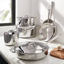 All Clad D3 Stainless Steel 10 Piece Cookware Set Reviews Crate And Barrel In 2020 Cookware Set Stainless Steel Cookware Cookware And Bakeware