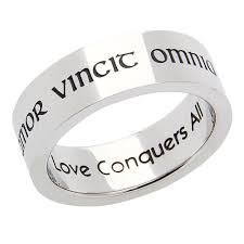Stainless Steel Amor Vincit Omnia Latin Ring Love Conquers All Poesy Ring Men S Jewelry Rings Rings Rings For Men