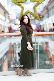Pileli Triko Elbise Haki Yesil Modeli Elbise Moda Stilleri Triko