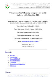 Smpn 1 kediri spenesa kediri www.smpnegeri1kotakediri.sch.id. Pdf Using Remap Tmps Learning To Improve Low Ability Students Critical Thinking Skills