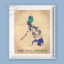 Vintage Philippines Map Print Watercolor Painting Filipino Etsy Watercolor Map Map Print Map Art