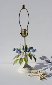 Vintage Tole Enameled Metal Floral Flower Lamp Light Fixture Flower Lamp Floral Chandelier Lamp Light