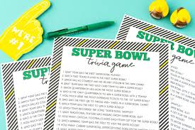 It's like the trivia that plays before the movie starts at the theater, but. Super Bowl Trivia Game Free Printable Question Cards Play Party Plan