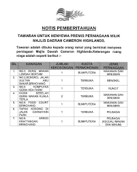 Also known as the cameron highlands district council in english. Notis Majlis Daerah Cameron Highlands Pahang Darul Makmur Facebook