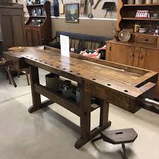 Antique Restored Wood Work Bench Antique Shop Find In Princeton Wi