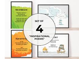 Poetry Printable Art for Child Set of 4 Children Poem, Beautiful Colors  Inspirational Words for Kid Instant Download
