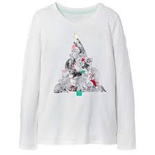 cat jack toddler girls cat kitty christmas tree long sleeve t shirt tee shirt