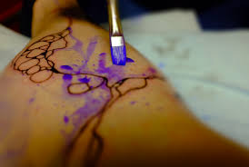 The painting style is clean and fresh, balancing black ink with stretching, splashing color highlights. Kinsey Roehm Maryland Watercolor Tattoo Artist