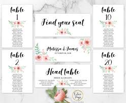 Floral Wedding Seating Chart Template Header Signs And