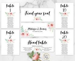 floral wedding seating chart template header signs and