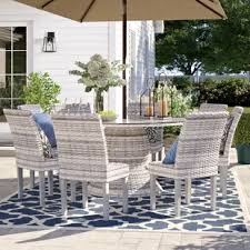 White And Navy Outdoor Dining Round Wayfair Outdoor Dining Set Patio Dining Set Outdoor Furniture Sets