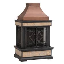 Sunjoy Curtis 56 69 In Wood Burning Outdoor Fireplace In Brown 169476 The Home Depot