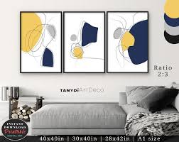 Explore unique fine art, craft & design for your home and wardrobe. Decorative Boho Art Gallery Wall Art 102 11 Mint Navy Blue Mustard Yellow Brush Strokes Trendy Poster Abstract Watercolor Painting Prints Art Collectibles Delage Com Br